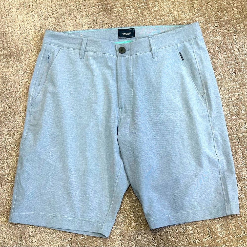 7 Diamonds Light Gray Flat Front Men Shorts